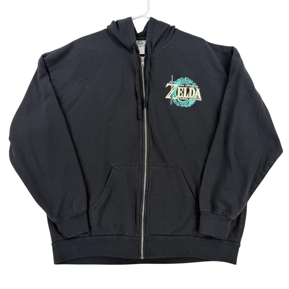 The Legend Of Zelda Hoodie Mens 2XL Black Full Zip Tears Of The Kingdom Link